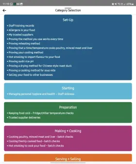 FCP Mate food safety task screen