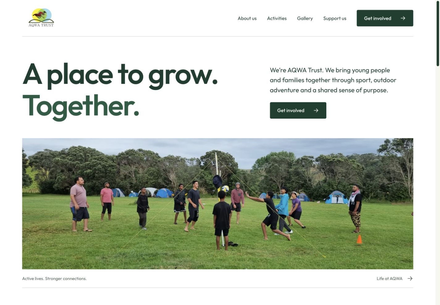 AQWA Trust working website redesign with community photography and refreshed green identity